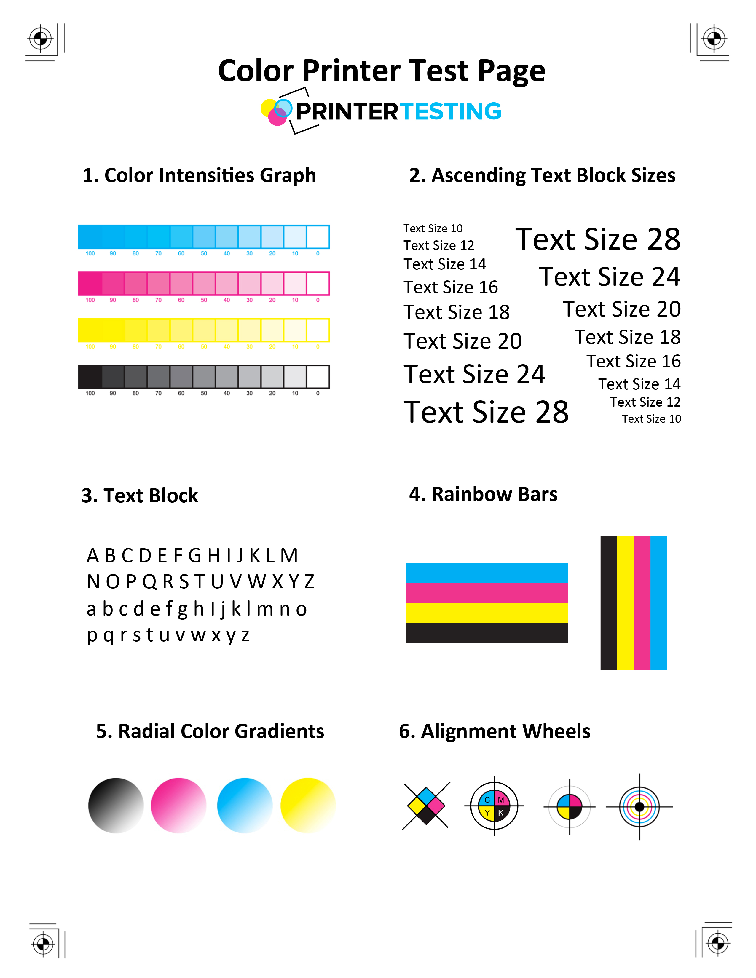 color test pattern for printer